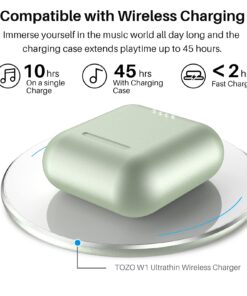 TOZO T6 True Wireless Earbuds Bluetooth 5.3 Headphones Touch Control with Wireless Charging Case IPX8 Waterproof Stereo Earphones in-Ear Built-in Mic Headset Premium Deep Bass Green Classic Edition 27 71U4tov8uAL