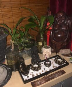 MyGift Desktop Zen Garden Kit with Buddha Statue, Incense Burner, Sand, Rake and Lotus Tea Light Candle Holder 39 71U58OnxGcL