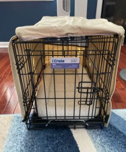 MidWest Homes for Pets Newly Enhanced Single Door iCrate Dog Crate, Includes Leak-Proof Pan, Floor Protecting Feet, Divider Panel & New Patented Features 22.5"L x 13.5"W x 16.0"H 38 71U63yVgz L