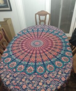 Bless International Handmade Indian hippie Bohemian Psychedelic Peacock Mandala Wall hanging College Dorm Beach Throws Table Cloth Bedding Tapestry (Golden Blue, Twin(54x72Inches)(140x185cms)) Twin (54x72Inches)(140x185cms) Golden Blue 29 71U6lX5BBCL