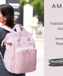 AMILLIARDI Diaper Bag Backpack - 6 INSULATED Bottle Holders - Detachable Stroller Straps (Light Pink) Light Pink 35 71U6yafs4IL