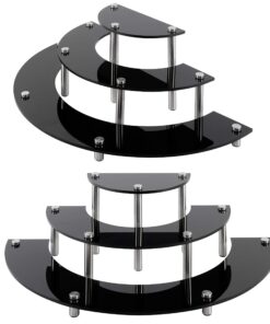 MyGift 6-Piece Set Black Acrylic Semicircle Server Cupcake Dessert Display Stand Shelves, Tabletop Collectible Product Showcase Risers Black (Set of 2) 14 71U7Uyj6JML