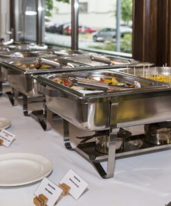 TigerChef Chaffing Dishes Stainless Steel - Food Warmer - Chafing Dish Buffet Set - 2 Chafer and Buffet Warmer Sets with Half-Size Pans and Cool-Touch Plastic Handle Full Size with 1/2 Inserts 10 71U8JQX432L 1