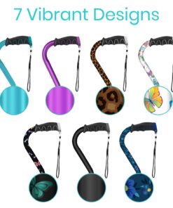 Vive Walking Cane - Ergonomic Offset Patented Hand Grip - Lightweight Adjustable Walking Aid for Men, Women, Elderly - Non-Slip Tip, Sturdy Mobility Aid for Seniors, Supports Up to 250lbs (Purple) Black 20 71U8WR1npQL 2