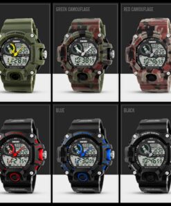 FANMIS Mens Analog Digital Dual Display Sports Watches Military Multifunctional 50M Waterproof LED Watch with Alarm Stopwatch Backlight 12H/24H Outdoor Running Swimming Green 26 71U8oxoSVpL