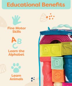 B. toys- Alphabetical Sort & Stack Developmental Baby Blocks- 26 soft blocks for kids & babys- Elemenosqueeze- 6 months + Baby Blocks Set 1 30 71U9ll43HL