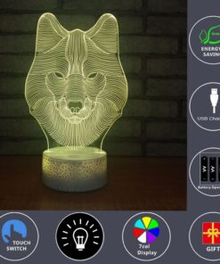 3D Illusion Lamp Animals Wolf Night Light Touch Table Desk Lamps 7 LED Colors Changing Lighting Wolf Shape Acrylic Table Desk Bedroom Decoration Cool Gifts Ideas Birthday Xmas (Animals Wolf) 14 71UAT9CAaLL