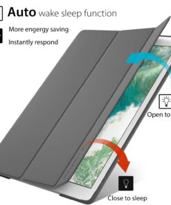 iPad Air 2 Case, ROARTZ Gray Slim Fit Smart Rubber Coated Folio Case Hard Shell Cover Light-Weight Auto Wake/Sleep for Apple iPad Air 2nd Generation A1566/A1567 Retina Display 11 71UBA5w4hL