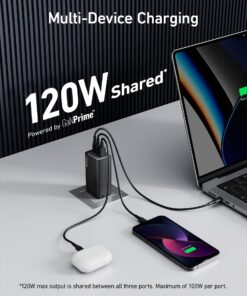 Alternative view of Anker 120W USB C Charger, Anker 737 GaNPrime, PPS 3-Port Fast Compact Foldable Wall Charger for MacBook Pro/Air, iPad Pro, iPhone 15/Pro, Galaxy S22/S21, Dell XPS 13, Note 20/10+, and More Devices