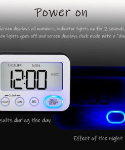 Digital Kitchen Timer Magnetic Loud Alarm, Large LCD Screen Silent/Beeping Multi-Function for Teachers Classroom Kids, Black 16 71UDR87fiUL