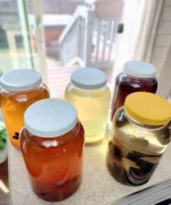 Paksh Novelty 1-Gallon Glass Jar Wide Mouth with Airtight Plastic Lid - USDA Approved BPA-Free Dishwasher Safe Mason Jar for Fermenting, Kombucha, Kefir, Storing and Canning Uses, Clear (4 Pack) Plastic Lid, 4 Pack 37 71UE0PMke3L