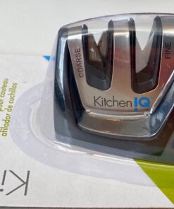 KitchenIQ 50009 Edge Grip 2-Stage Knife Sharpener, Black, Coarse & Fine Sharpeners, Compact for Easy Storage, Stable Non-Slip Base, Soft Grip Rubber Handle, Straight & Serrated Knives 52 71UEzUl1GcL