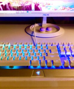 Razer BlackWidow X Chroma Mechanical Gaming Keyboard: Green Key Switches - Tactile & Clicky - Chroma RGB Lighting - Military-Grade Metal Construction - Mercury White RGB Mercury 28 71UF77xUT L