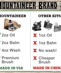 Mountaineer Brand Beard Grooming Care Kit Gifts for Men | Beard Oil (2oz), Conditioning Balm (2oz), Wash (4oz), Brush | Mens Mustache Growth Kit, Essential Beard Kit for Men, WV Pine Tar WV Pine Tar (4 Pack) 12 71UFJy7EyYL