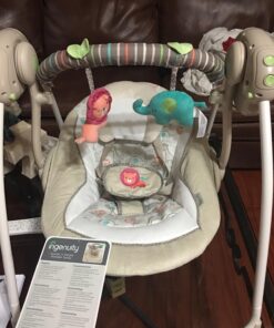 Ingenuity Soothe 'n Delight Compact Portable 6-Speed Plush Baby Swing with Music, Folds Easy, 0-9 Months 6-20 lbs (Cozy Kingdom) Cozy Kingdom 38 71UHcJLewPL