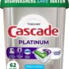 Cascade Platinum Dishwasher Soap Pods, Actionpacs + Oxi with Dishwasher Cleaner and Deodorizer Action, Fresh, 62 Count of Dish Detergent Pods 62 Count (Pack of 1) 13 71UICKynE6L 1
