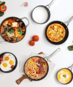 Induction Cookware 10 Piece, Fadware Pots and Pans Set Nonstick, Oven & Dishwasher Safe Cookware, Kitchen Cooking Pan Set with Glass Lids, Includes Frying Pans, Saute Pan, Saucepans & Stockpot, Black 16 71UIUK7iZWL