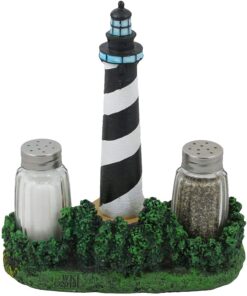 Nautical Cape Hatteras Lighthouse Glass Salt and Pepper Shaker Set Figurine with Holder in Decorative Kitchen Decor Sculptures and Collectible Coastal Gifts 11 71UJLQgLBXL