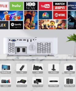 Full HD Native 1080P WiFi Bluetooth Projector, 16000LM 450" Display Support 4K Movie Projector, High Brightness for Home Theater and Business, Compatible with iOS/Android/TV Stick/PS4/HDMI/PPT F109 13 71UJkoSlsxL