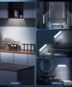 Under Cabinet Lights,40 LED Rechargeable Battery Operated Motion Sensor Light Indoor, 2 Pack Magnetic Dimmable Closet Lights, Wireless Under Counter Lights for Kitchen, Stairs (White Light) 10inch 28 71UKDJ7MeL