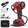 AUTDER Tire Inflator Air Compressor, 21V Battery Powered Tire Pump, 180PSI Pistol-shaped Handheld Air Pump with Digital Pressure Gauge, Automatically Shut Off, Perfect for Cars, Motorcycles, Bikes Red 16 71UKlQVMmkL