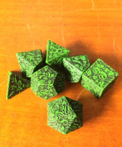 Q WORKSHOP Forest Engraved green & black RPG ornamented Dice Set 7 polyhedral pieces 13 71UKmh0fuIL