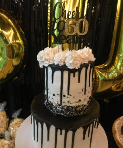 LVEUD Black Font Golden Numbers Cheers to 60 Years Happy Birthday Cake Topper -Wedding,Anniversary,Birthday Party Decorations (60th) 22 71UKqi0IwoL