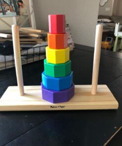 Melissa & Doug Geometric Stacker - Wooden Educational Toy - Shape Sorter And Stacking Toy, Stacking Tower Toy For Babies, Toddlers And Kids Ages 2+, Multicolor, Playsets 37 71UKvdpomsL