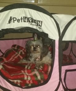 PET4FUN PN935 29" Portable Pet Puppy Dog Cat Animal Playpen Yard Crates Kennel w/Premium 600D Oxford Cloth, Tool-Free Setup, Carry Bag, Removable Security Mesh Cover/Shade, 2 Storage Pockets(Pink) Upgrade Version: 29" x 29" x 17" Medium Pink 62 71ULTewQxXL