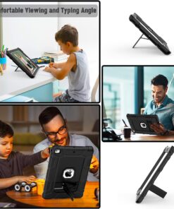 Rantice iPad 6th Generation Cases , 5th Case , Air 2 9.7 Shockproof Rugged Drop Protection Cover Built with Kickstand for 9.7'' A1893/A1954/A1822/A1823 (Black) Black 26 71ULtZIyL
