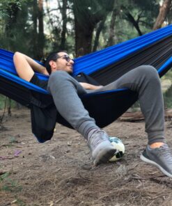 MalloMe Hammock - Camping Hammocks - Portable Hammock Kids Hammock Outdoor Hammock - Hamaca Double Hammock - 2 Person Hammock Tree Hammock - Hamock Travel Hammock - Backpacking Hammocks for Outside Black & Blue Large 33 71UMYUBrVpL
