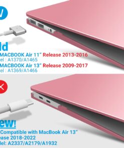 IBENZER Compatible with Old Version MacBook Air 13 Inch Case (2017-2010 Release), Models: A1466/A1369, Plastic Hard Shell Case with Keyboard & Screen Cover for Mac Air 13, Pink, A13PK+2 For Macbook Air 13'' A1466/A1369 25 71UN3CqUBL