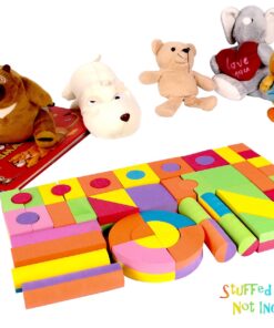 Click N' Play Foam Blocks, Soft Building Blocks and Stacking Block Toy Set For Toddlers| Perfect Bath Toys, 60 Count with Carry Tote | Great Gift for Toddler, Baby, Kids, Boy, and Girl Ages 1-3, 4-8 14 71UNOWEL06L