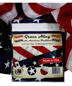 American Flag 3x5 Outdoor by Grace Alley, Embroidered Stars, Sewn Stripes, Heavy Duty, Hand Made and Fade Resistant - Long Lasting Nylon & Brass Grommets for Commercial Grade Durability, 100% Made in USA 33 71UNdVepGL