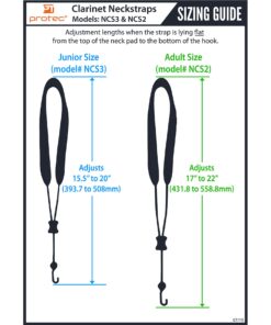 Pro-Tec Clarinet Neck Strap, 20” Length (Model NCS3), Black, Regular 13 71UNsyLoycL