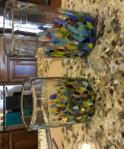 NOVICA Artisan Crafted Recycled Hand Blown Glass Water Glasses, Multicolor, 14 Oz, 'Confetti' (Set Of 6) 29 71UO8Va9imL