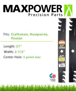 Alternative view of Maxpower 561713XB Commercial Mulching 2-Blade Set for 42" Poulan/Husqvarna/Craftsman, Replaces 138498, 138971, 138971x431, 532138971, PP24005, Black