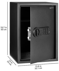 Amazon Basics Steel Home Security Electronic Safe with Programmable Keypad Lock, Secure Documents, Jewelry, Valuables, 1.8 Cubic Feet, Black, 13.8"W x 13"D x 19.7"H 32 71UOgpiE0pL