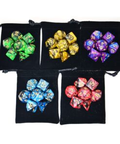 SmartDealsPro 5 x 7-Die Double-Colors Polyhedral Dice Sets with Pouches for D&D DND RPG MTG Dungeon and Dragons Table Board Roll Playing Games D4 D6 D8 D10 D% D12 D20 5-color Sets 57 71UP 4WYCvL