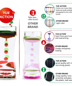 YUE Action Liquid Timer 2 Pack/Liquid Motion Bubbler Timer for Calming Sensory Toys, Autism Toys,Fidget Toy, Children Activity, Desk Toys,Novelty Gifts, Assorted Colors (Green+Red Set) Green+red Set 12 71UP4CI 0nL
