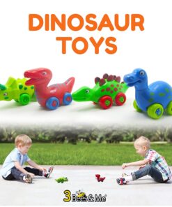 Alternative view of 3 Bees and Me Dinosaur Car Toys for Toddlers | Dinosaurs with Wheels 4-in-1 Pack, Fun Party Toy, Play Set for Kids | Birthday Gift for Boys and Girls