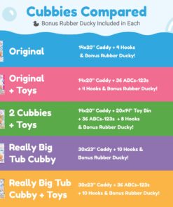 Original Tub Cubby Bath Toy Storage - Hanging Bath Toy Holder, with Suction & Adhesive Hooks, 14"x20" Mesh Net Shower Caddy for Kids Bathroom Decor, Bedroom & Car Toy Organizer - Bonus Hooks Original Tub Cubby 27 71UPNLQbEAL