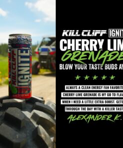 KILL CLIFF Ignite Clean Energy Drink | Natural Caffeine From Green Tea | Electrolytes & B Vitamins | Zero Sugar | Keto | 12 Pack (Cherry Limeade) Cherry Limeade 12 Fl Oz (Pack of 12) 8 71UPdOvzpdL 1