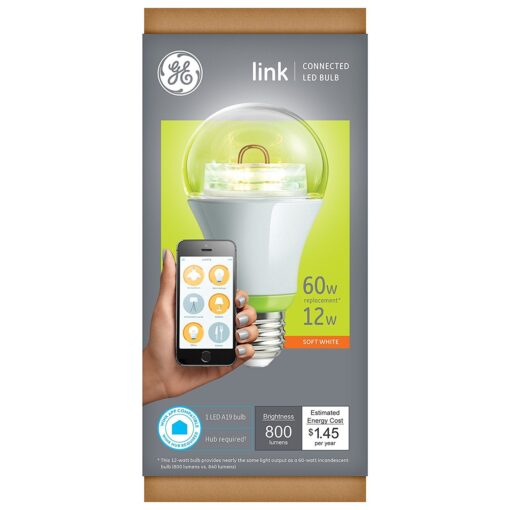 GE Link, Wireless A19 Smart Connected LED Light Bulb, Soft White (2700K), 60-Watt Equivalent, 1-Pack