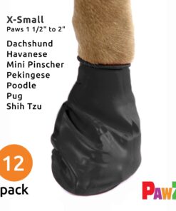 Alternative view of PawZ Rubber Dog Boots for Paws up to 2", 12 Pack - All-Weather Dog Booties for Hot Pavement, Snow, Mud, and Rain - Waterproof, Anti Slip Dog Socks - X-Small, Black