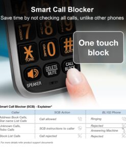 AT&T BL102-2 DECT 6.0 2-Handset Cordless Phone for Home with Answering Machine, Call Blocking, Caller ID Announcer, Audio Assist, Intercom, and Unsurpassed Range, Silver/Black 2 Handset 21 71UQ CYFk0L