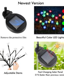 Alternative view of ZWJBSGY Solar Lights Outdoor - New Upgraded Solar Garden Lights, 2 Pack Waterproof Colored Fairy Landscape Tree Solar Lights for Pathway Patio Yard Deck Walkway Christmas Decoration