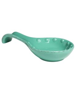 MyGift® Turquoise Ceramic Spoon Rest with Dot Design, Countertop Cooking Spoon and Ladle Holder 10 71UQLj9u7aL