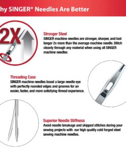 SINGER Sewing Machine Needles, 1-Pack, Size 18 3/Pkg Set of 3, Size 110/18 12 71UQOWHxURL