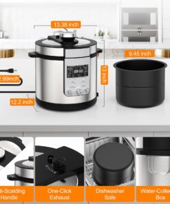 VBGK Pressure Cooker 6.3 Quart, 14-in-1 Electric Pressure Cooker, Knob & Touch Screen Multifunctional Slow Cooker,Sauté,Steamer, Stainless Steel, Keep Warmer, 24H Pre-Set Timer, Autoc Pressure Release Knob Control 16 71UQfHvS3DL